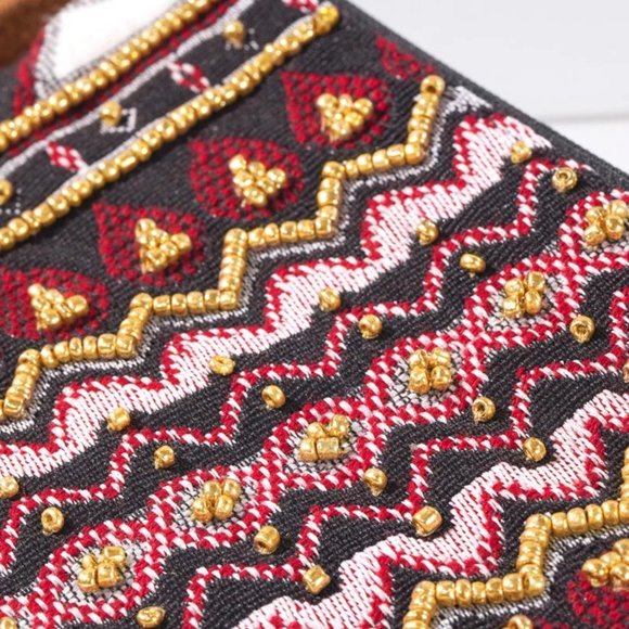 Handmade Beaded Zig Zag Pattern Clutch - Picture 3 of 8